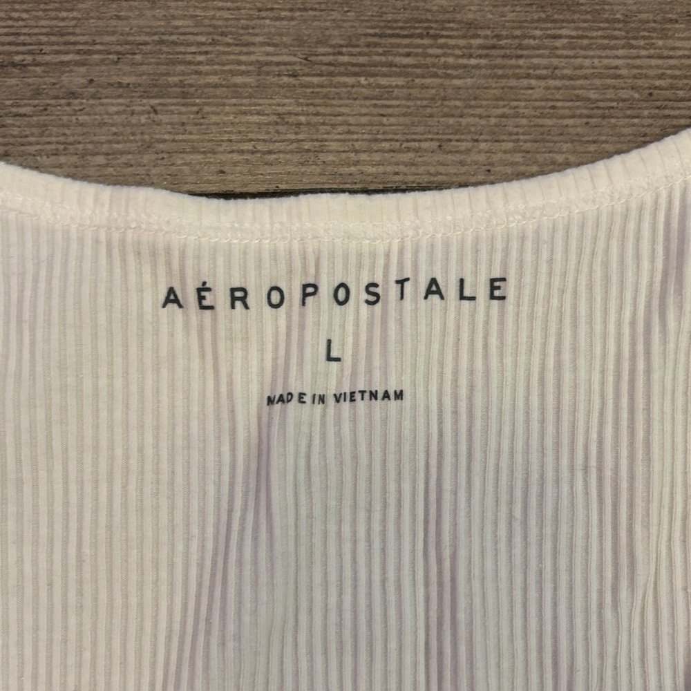 Aeropostale Ribbed White Button Tank Top - Picture 2 of 3
